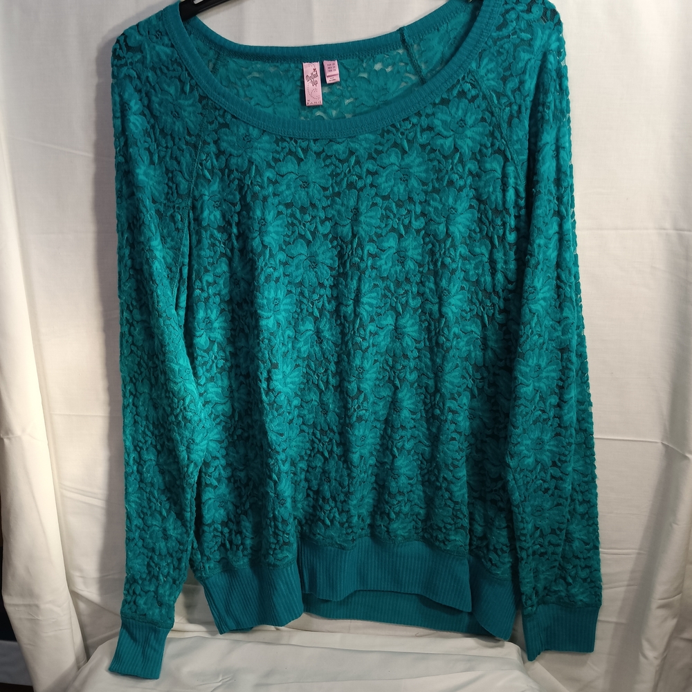 Teal Lace Long Sleeve Sweater